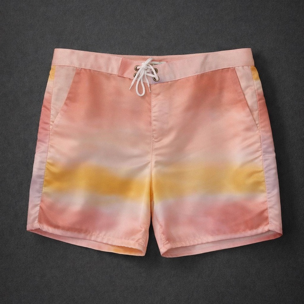 True Religion Tie Dye Board Shorts Men’s Size 36 Pink Yellow Swim Trunks
